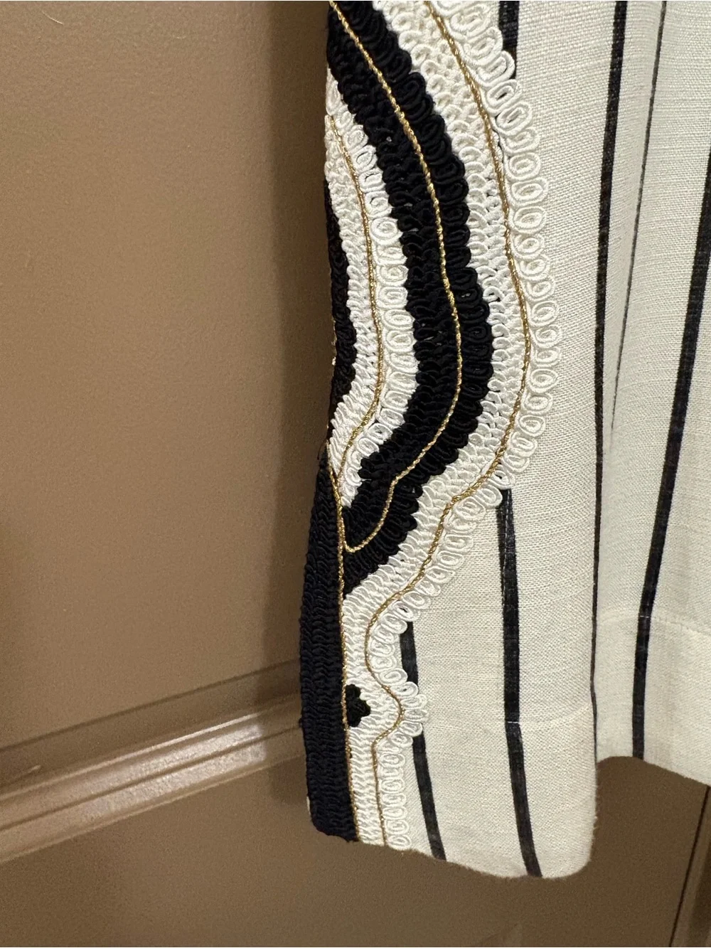 Tory Burch Linen Tunic Size 0 Ivory and Black